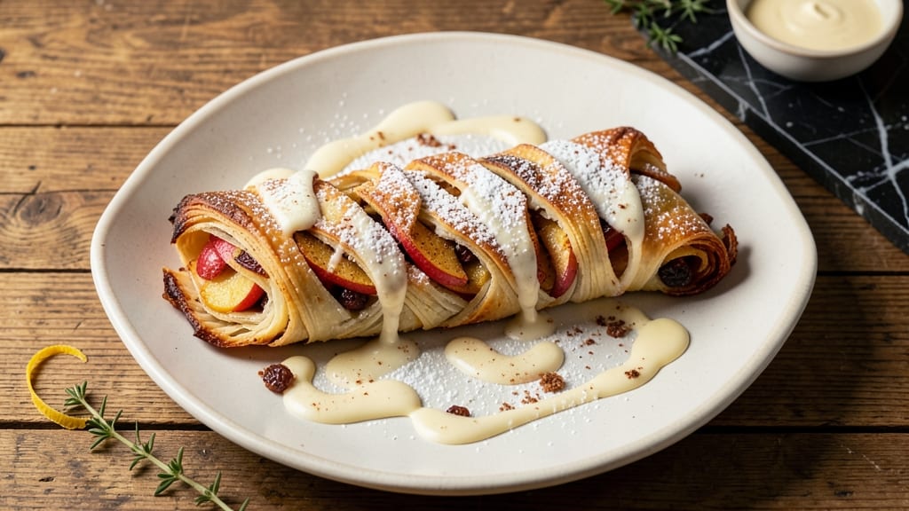 German Apple Strudel Recipe With Vanilla Sauce: Flaky Layers and Warm Spice Swirls