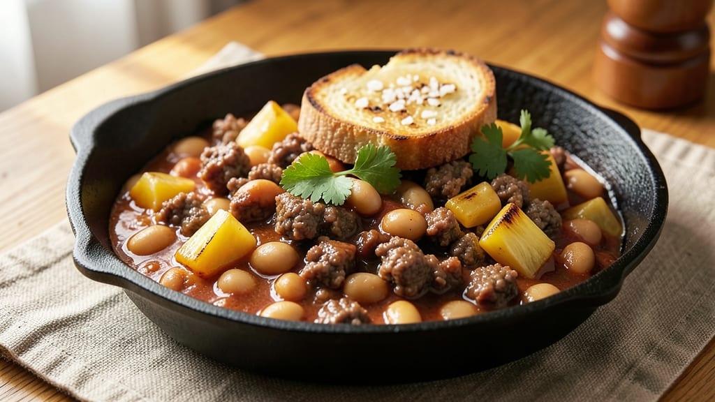 Baked Beans With Ground Beef and Pineapple Recipe: Sweet-Tart Fusion That Sticks to Every Bite