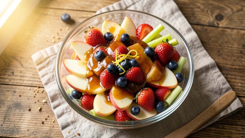 Caramel Apple Fruit Salad Recipe: Apple-Cider Glaze Drizzle Over Crisp Celery