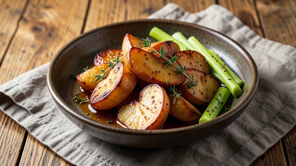 Roasted Apple Grille Sauce Recipe: Caramelized Apple-Cider Glaze With Celery Pepper Crunch