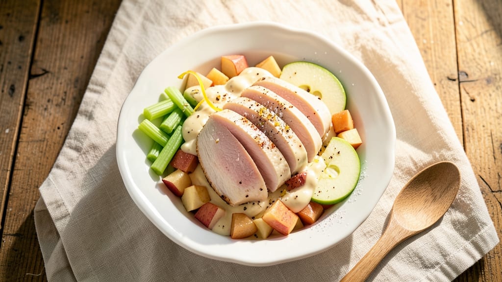 Apple Cake Tea Room Chicken Salad Recipe: Celery-Crusted Bites with Warm Spiced Apple Crunch