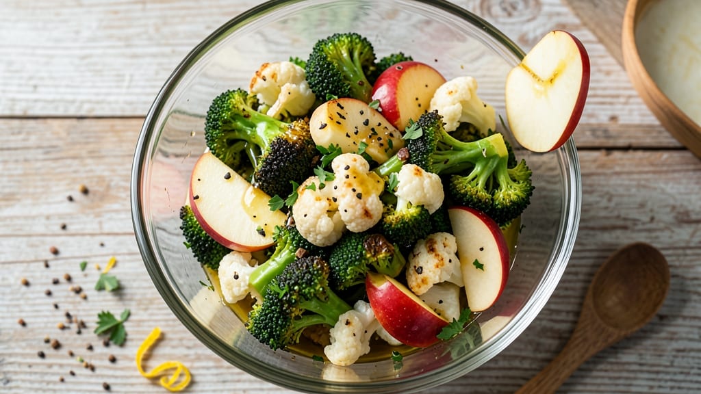 Apple Broccoli Cauliflower Salad Recipe: Crunchy Textures and Sweet-Tart Vinaigrette Balance