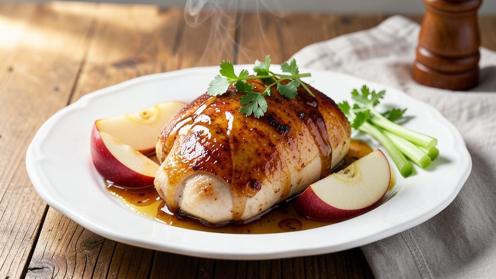 Apple Glazed Chicken Recipe: Caramelized Apple-Cider Glaze With Celery Pepper Crunch