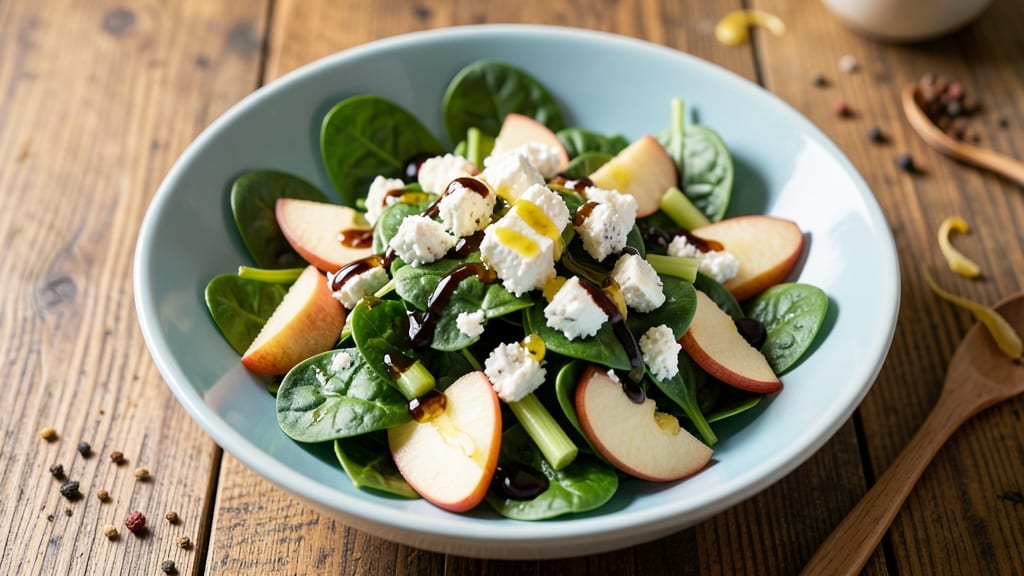 Spinach Apple Feta Salad Recipe: Crunchy Celery and Tangy Feta Bite