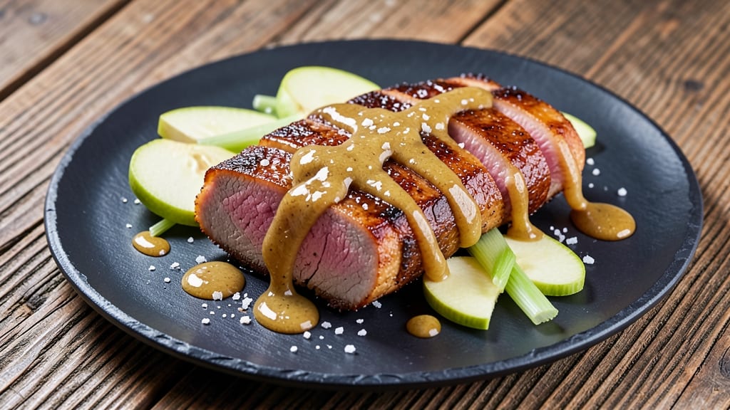 Pork Apple Mustard Recipe: Sweet-Tart Glaze With Celery Crunch