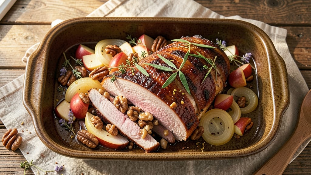 Apple Walnut Stuffed Pork Roast Recipe: Crunchy Nut-Filled Center That Stays Juicy